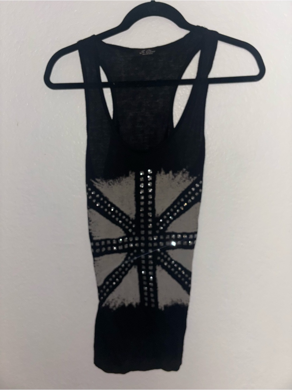 Vintage Studded Black Graphic British Flag Racerback Tank